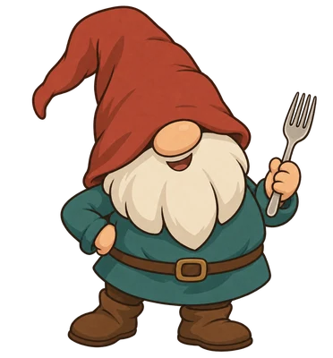 Fork's relaxed red-hatted gnome